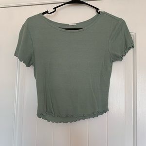 Teal, ribbed full tilt basic cropped tee, size small